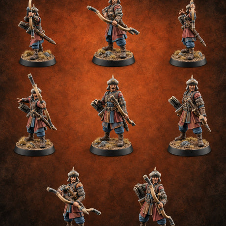 Steppe Wind at Their Backs Human Steppe Archers with Recurve Bows — painted concept preview (miniature supplied unpainted)