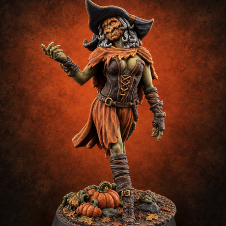 Pumpkin Spice and Everything Nasty Hag Pumpkin Witch — painted concept preview (miniature supplied unpainted)