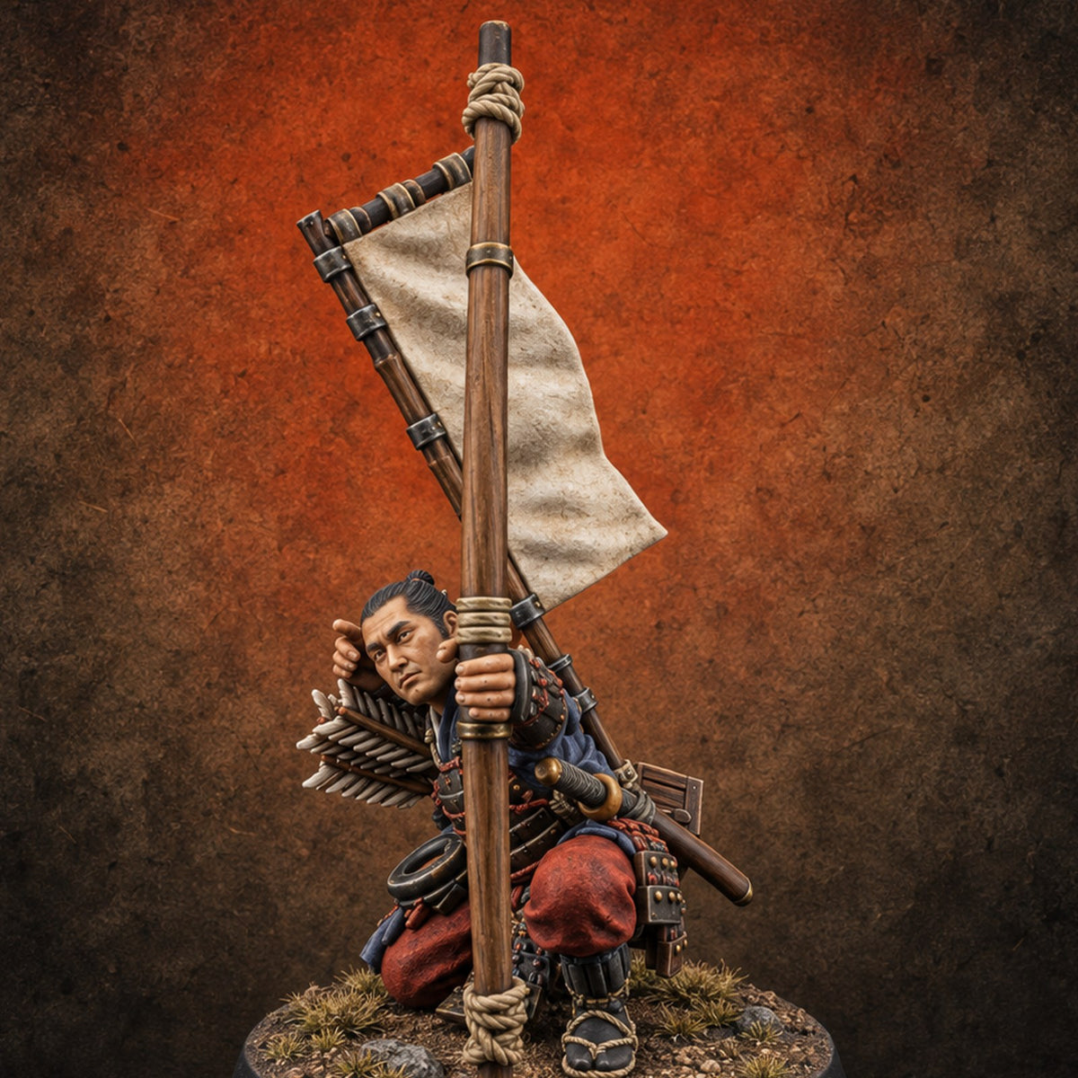 Bowstrings Taut Human Ashigaru Archer H — painted concept preview (miniature supplied unpainted)