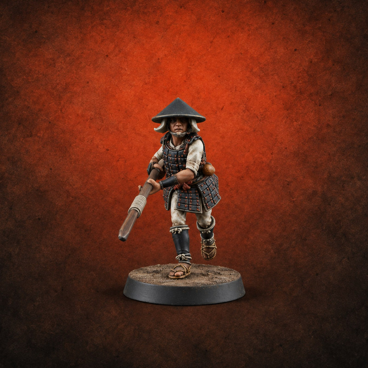 Charging Headlong Human Ashigaru Spearman A — painted concept preview (miniature supplied unpainted)