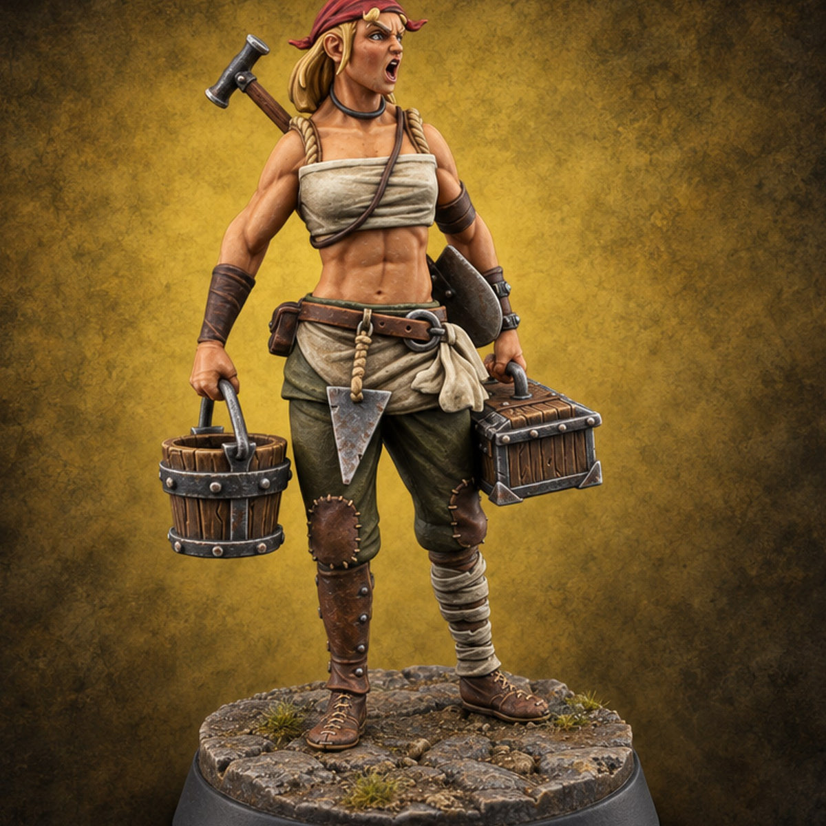 Permits Pending, Work Begins Construction Crew Worker H — painted concept preview (miniature supplied unpainted)