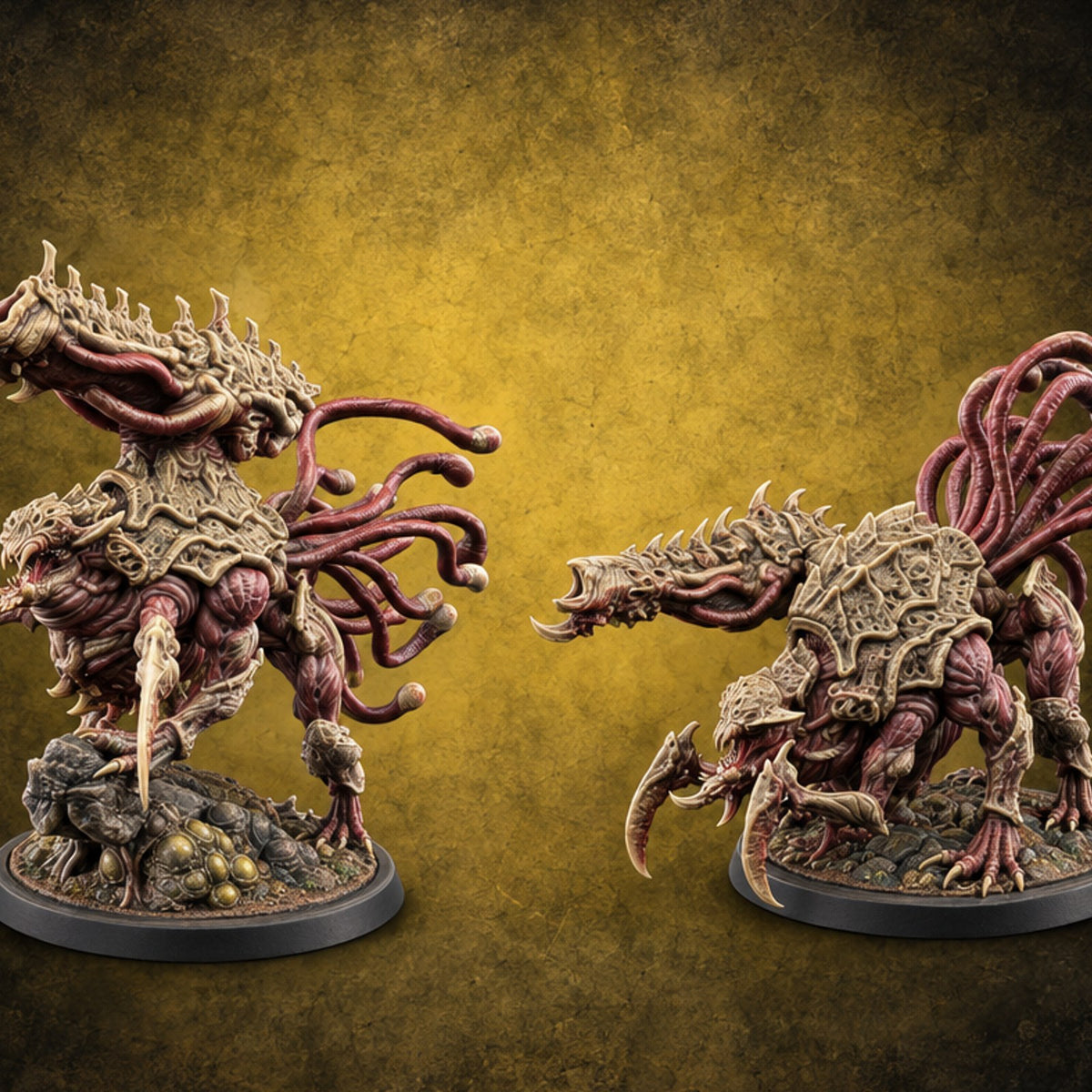 Crest Lowered, Claws Raised Tarrasque Monsters — painted concept preview (miniature supplied unpainted)