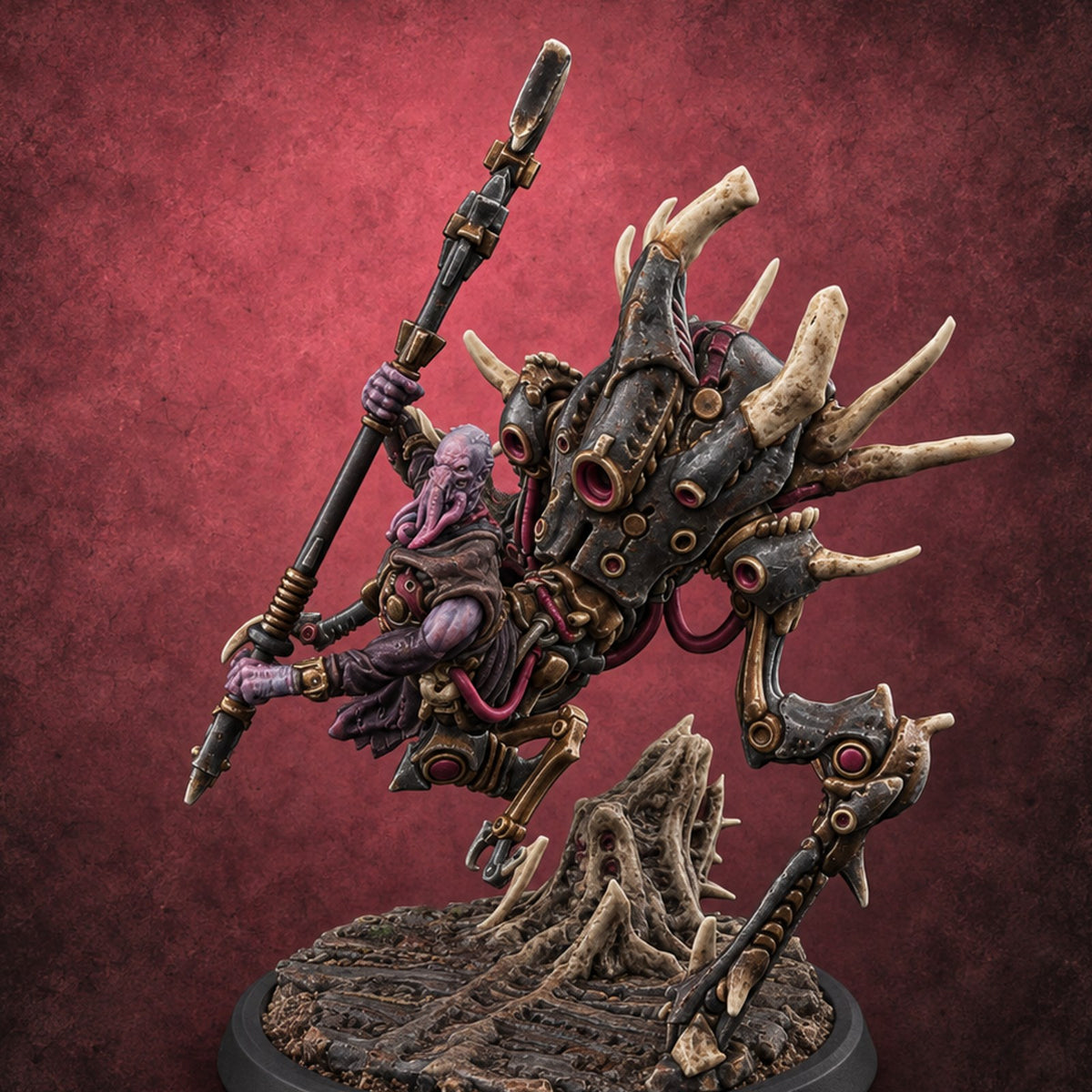 Death Rides Tall Mind Flayer Reaper on Clockwork Horror — painted concept preview (miniature supplied unpainted)