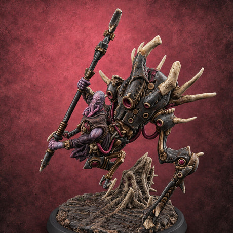 Death Rides Tall Mind Flayer Reaper on Clockwork Horror — painted concept preview (miniature supplied unpainted)