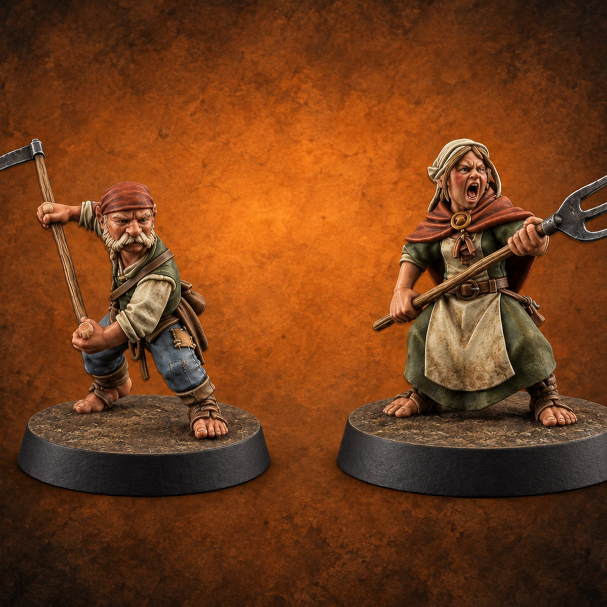 The Harvest Fights Back Halfling Farmers — painted concept preview (miniature supplied unpainted)