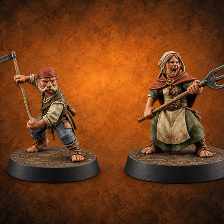 The Harvest Fights Back Halfling Farmers — painted concept preview (miniature supplied unpainted)
