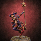 Mid-Pirouette, Mid-Punchline Human Jester — painted concept preview (miniature supplied unpainted)