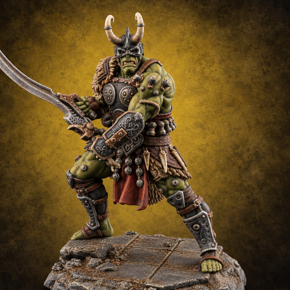 Fur Kilts Orc Berserker D — painted concept preview (miniature supplied unpainted)
