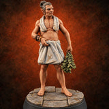 Steam Hour Regulars Human Bathhouse Client D — painted concept preview (miniature supplied unpainted)