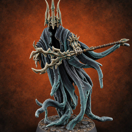 Crowned Over an Empty Hood Wraith Mage B — painted concept preview (miniature supplied unpainted)