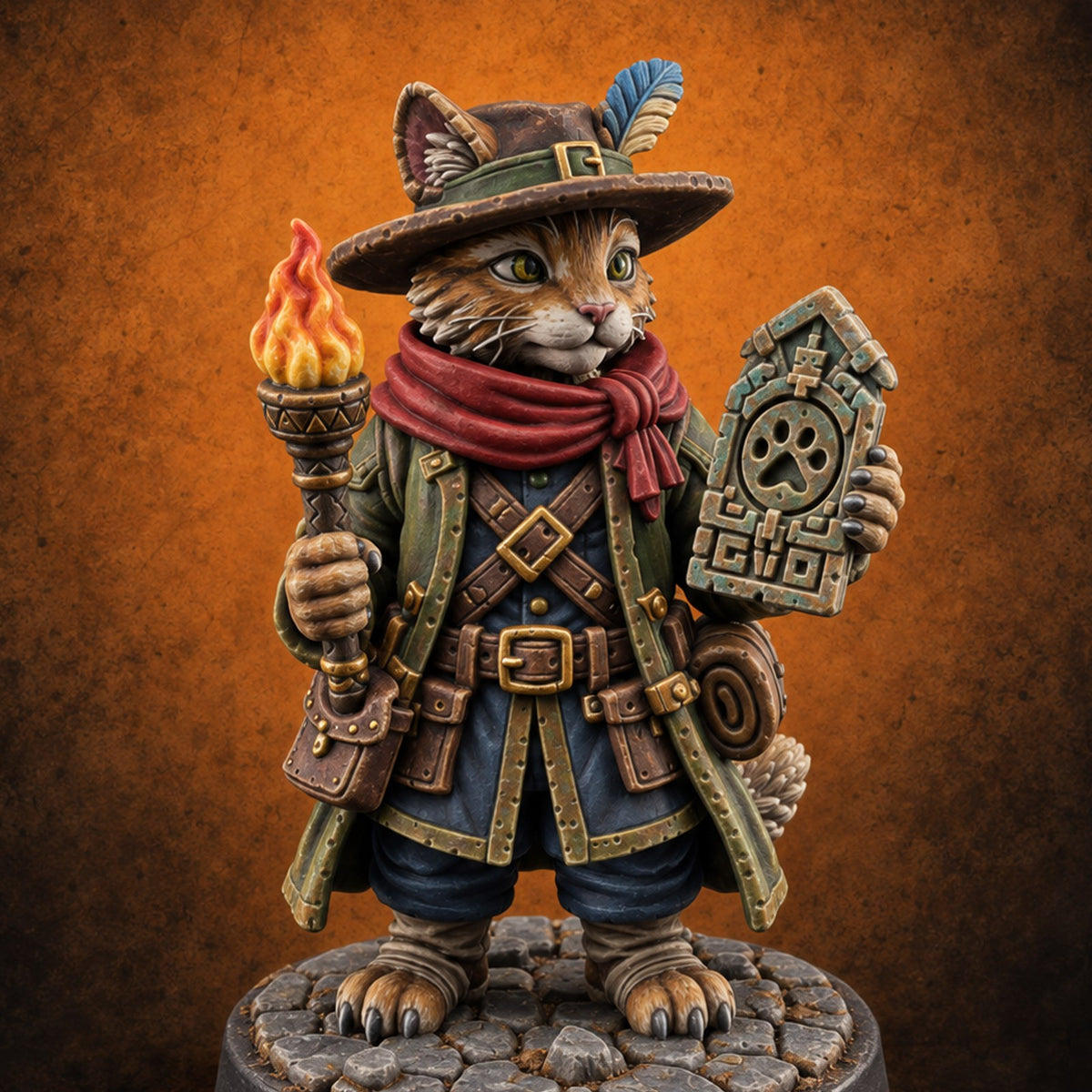 The Pawprint Points Deeper Tabaxi Relic Hunter — painted concept preview (miniature supplied unpainted)