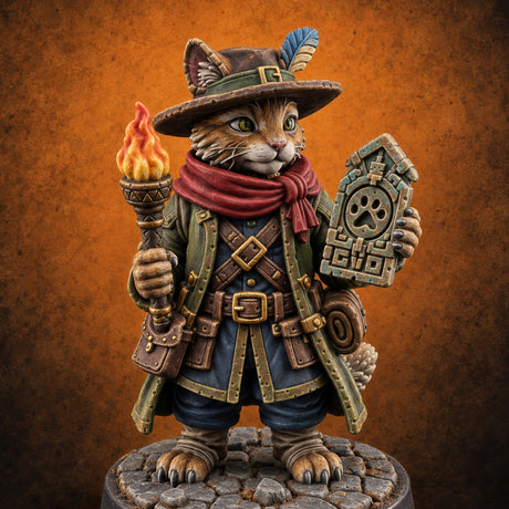 The Pawprint Points Deeper Tabaxi Relic Hunter — painted concept preview (miniature supplied unpainted)