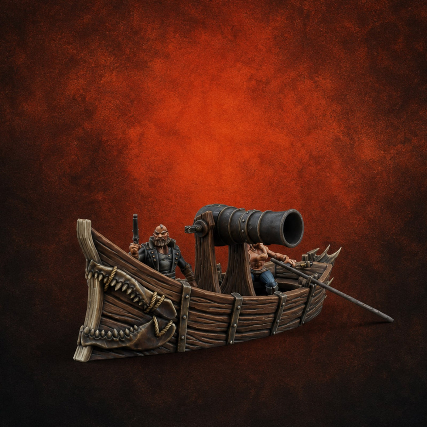Broadside Ready Human Pirate Skiff Miniature for Dungeons and Dragons, Pathfinder or other TTRPGs