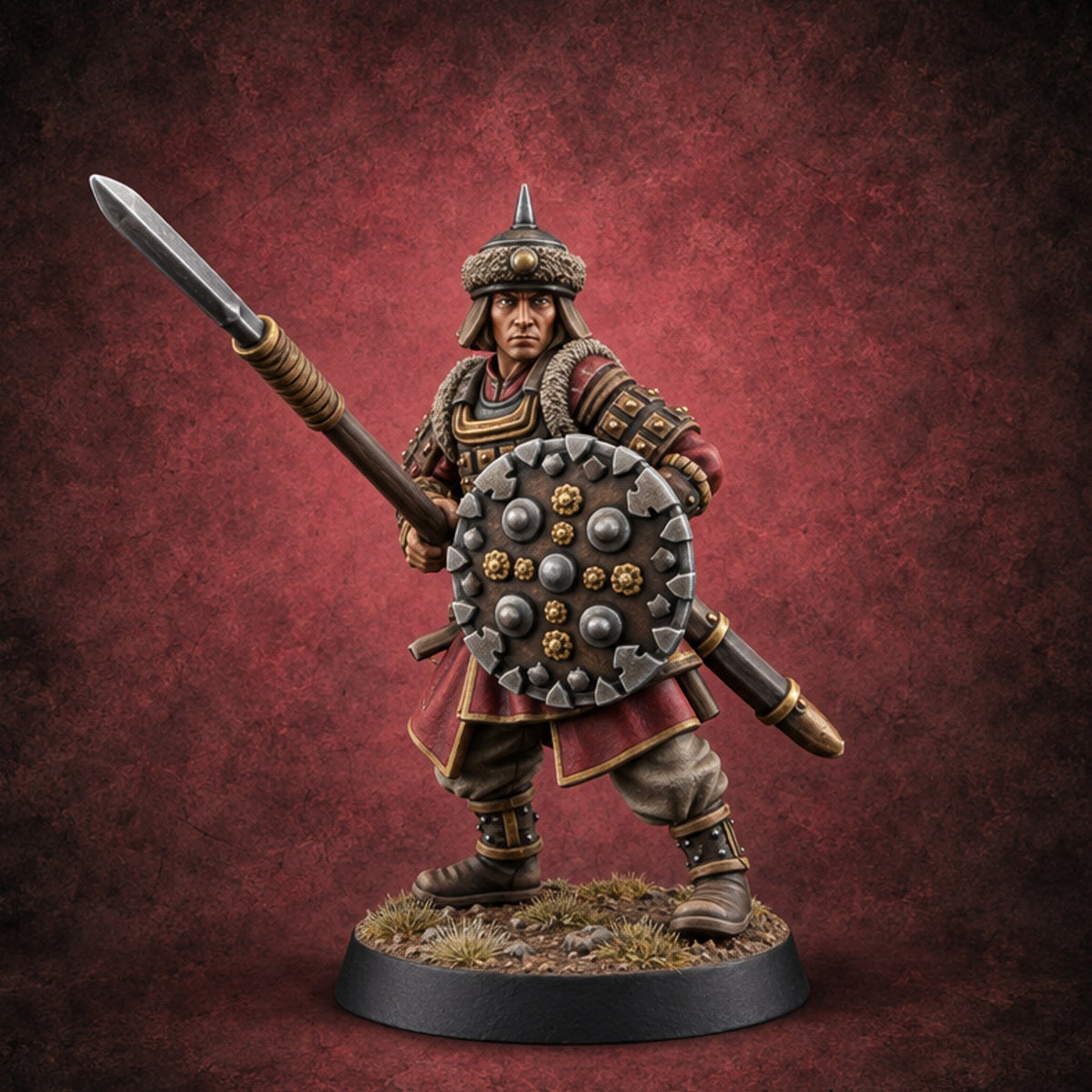 Pointed Opinions Human Steppe Spearman C — painted concept preview (miniature supplied unpainted)