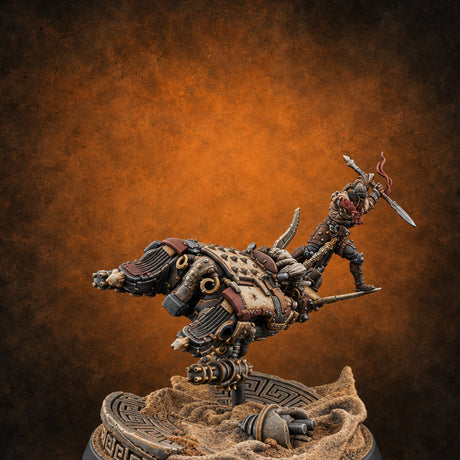 Dust Settles Behind the Pack Human Beast-Bike Rider A — painted concept preview (miniature supplied unpainted)