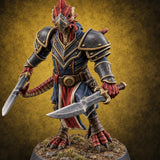 Dojo Under Dragon Skies Dragonborn Swordmaster D — painted concept preview (miniature supplied unpainted)