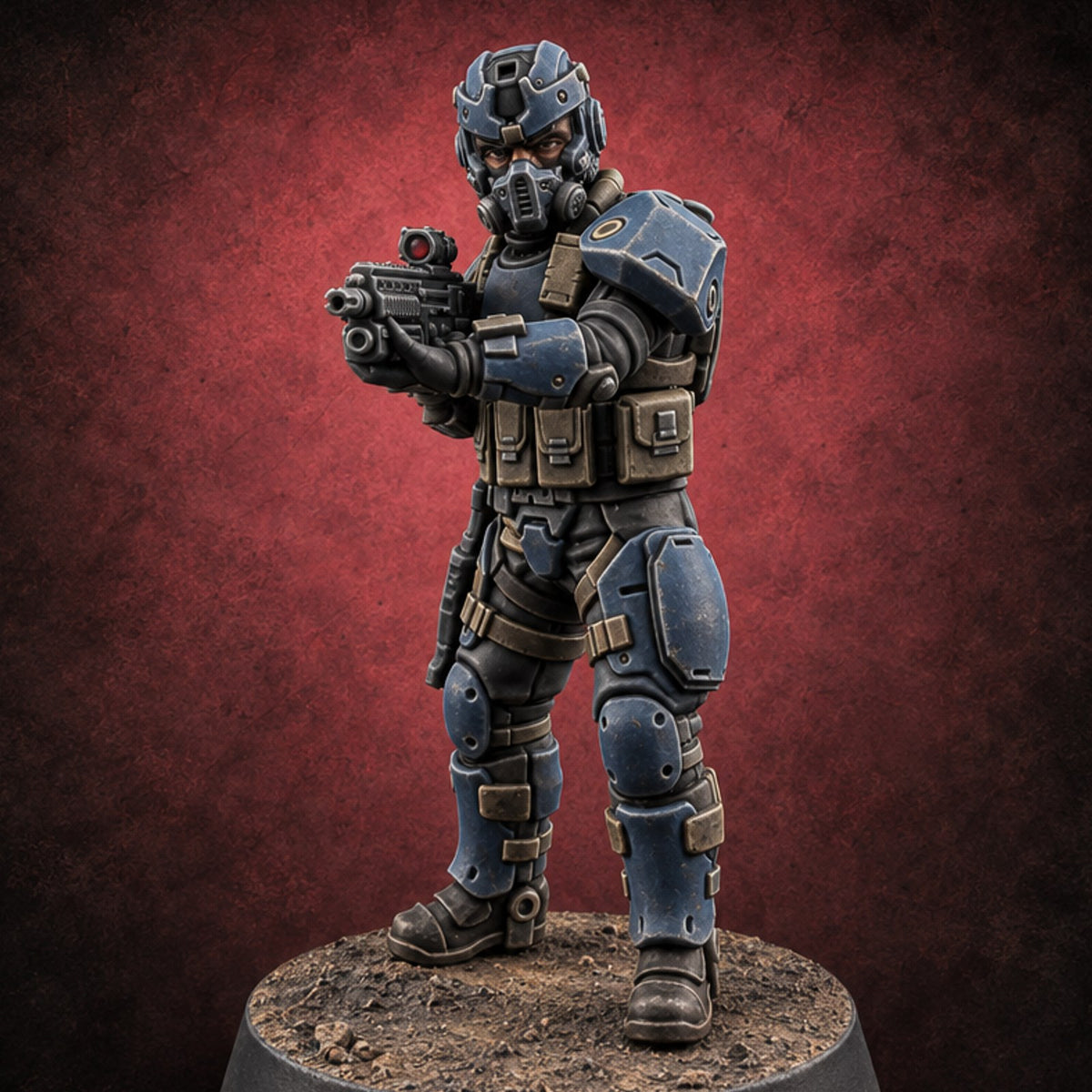 Badge Heavy, Patience Thin Human Sci-Fi Police Officer D — painted concept preview (miniature supplied unpainted)
