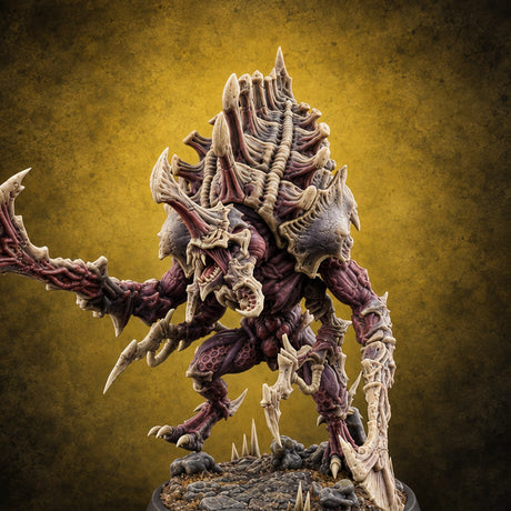 Ribbed Crests Over Rocky Ground Hook Horror Warrior B — painted concept preview (miniature supplied unpainted)