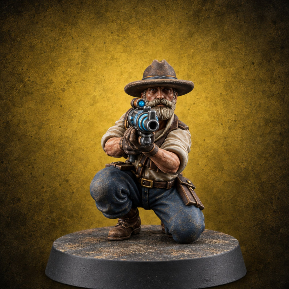Beards Bristling, Rifles Humming Human Heavy Tesla Rifle Soldier E — painted concept preview (miniature supplied unpainted)