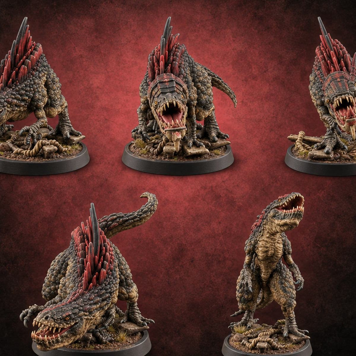 Born Rude, Bred Hungry Allosaurus Predators — painted concept preview (miniature supplied unpainted)