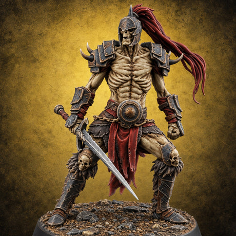 Ponytail Outlasted the Pulse Skeleton Sword Warrior B — painted concept preview (miniature supplied unpainted)