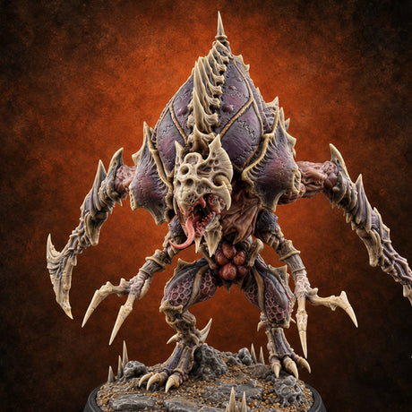 Ribbed Crests Over Rocky Ground Hook Horror Warrior E — painted concept preview (miniature supplied unpainted)