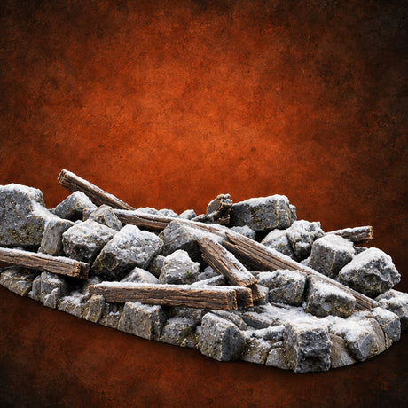 Snow Topped Stone and Timber Rubble Pile E — painted concept preview (terrain supplied unpainted)