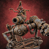 Scrapyard Stomper Warforged Four-Legged Siege Automaton with Cannon, Horn Pipe and Spotter — painted concept preview (miniature supplied unpainted)
