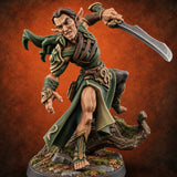 Roots Remember Every Step Wood Elf Warrior C — painted concept preview (miniature supplied unpainted)