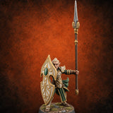 Shields Leaf-Shaped, Spears Skyward Elf Spear and Shield Guard A — painted concept preview (miniature supplied unpainted)