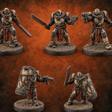 Chains Rattling, Spikes Leading Human Heavy Infantry Soldiers — painted concept preview (miniature supplied unpainted)