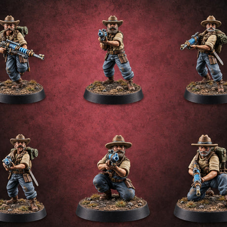 Beards Bristling, Rifles Humming Human Heavy Tesla Rifle Soldiers — painted concept preview (miniature supplied unpainted)
