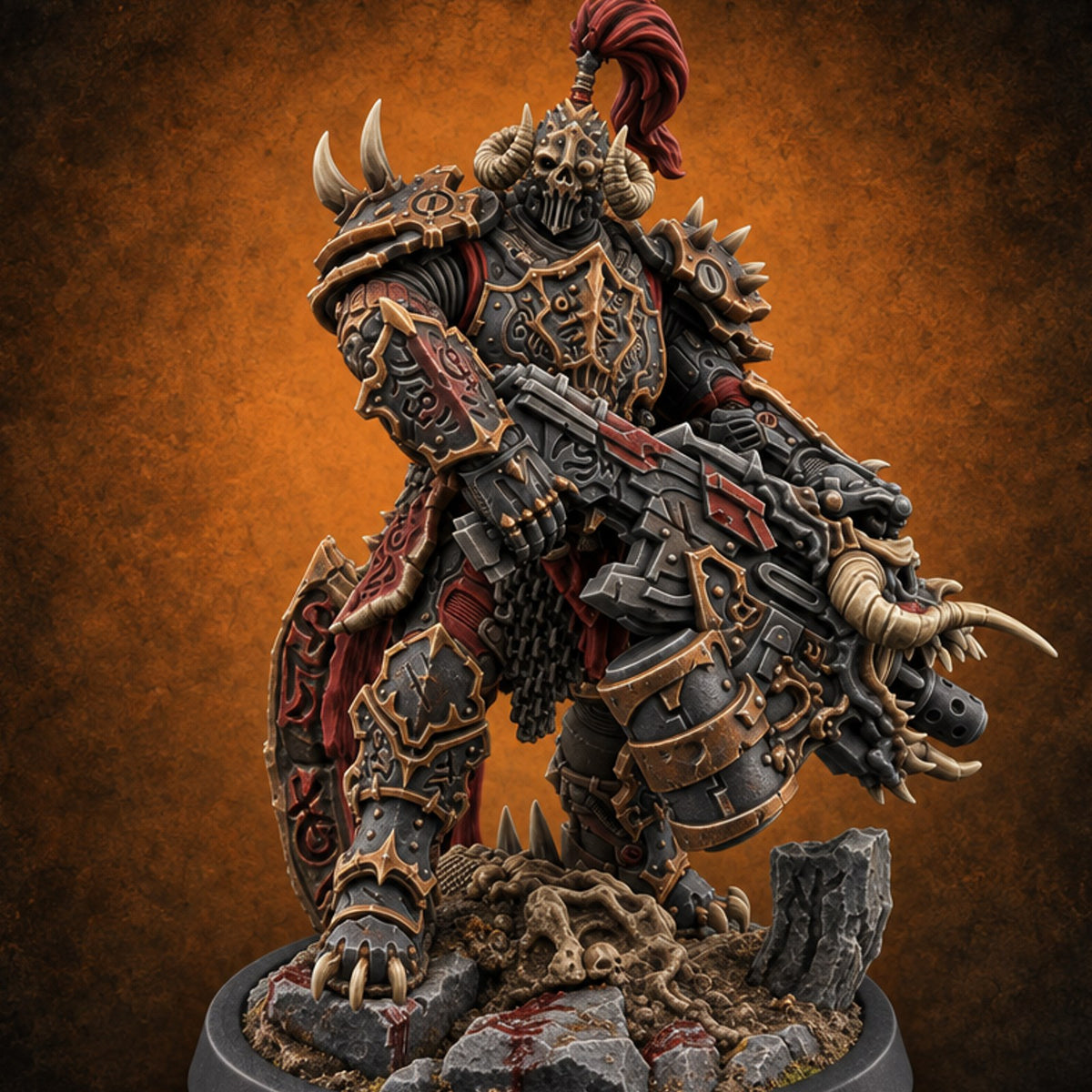 Dark Matter of Fact Human Spiked Armoured Warrior B — painted concept preview (miniature supplied unpainted)