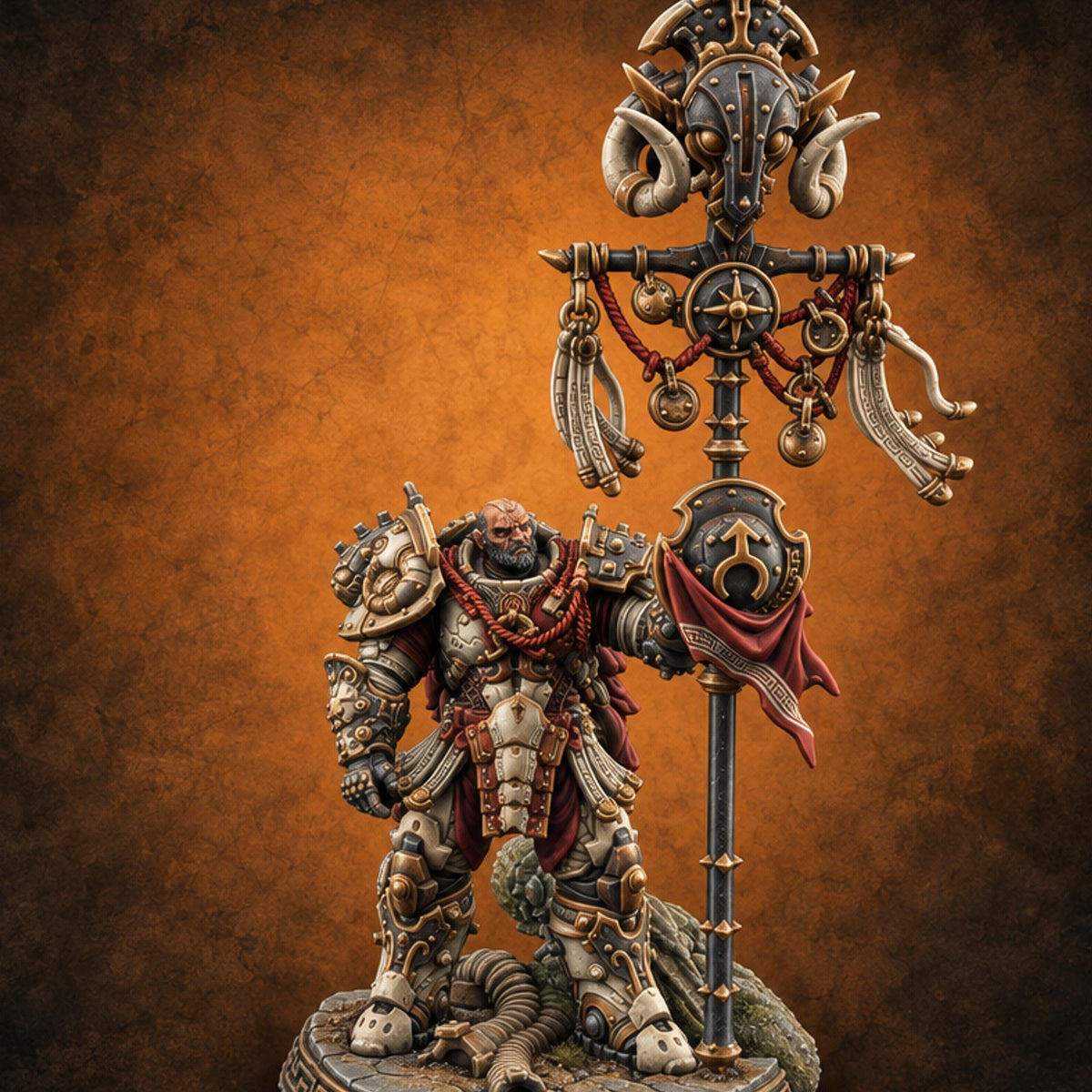 Incense and Iron Discipline Human Heavy Warrior E — painted concept preview (miniature supplied unpainted)