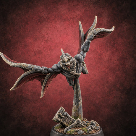 Shrieks Over Broken Shrine Gargoyle Winged Predator C — painted concept preview (miniature supplied unpainted)