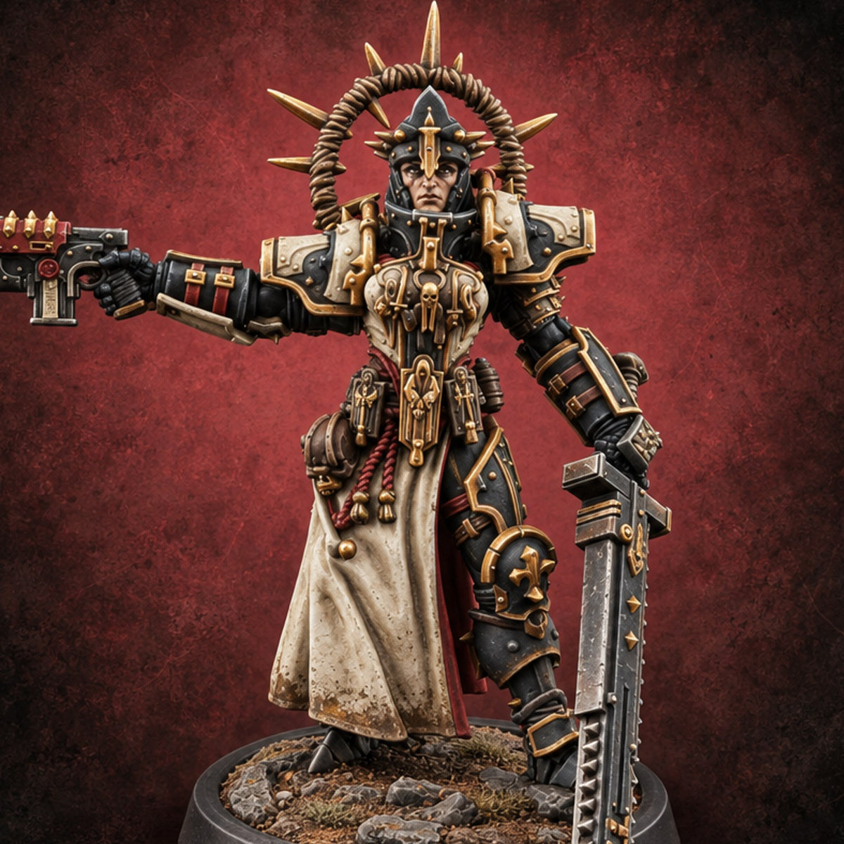 Faith Loaded, Rosary Wound Human Armoured Warrior H — painted concept preview (miniature supplied unpainted)