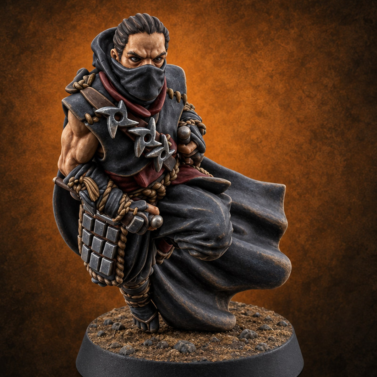 Shadows Don't Leave Footprints Human Ninja Rogue C — painted concept preview (miniature supplied unpainted)