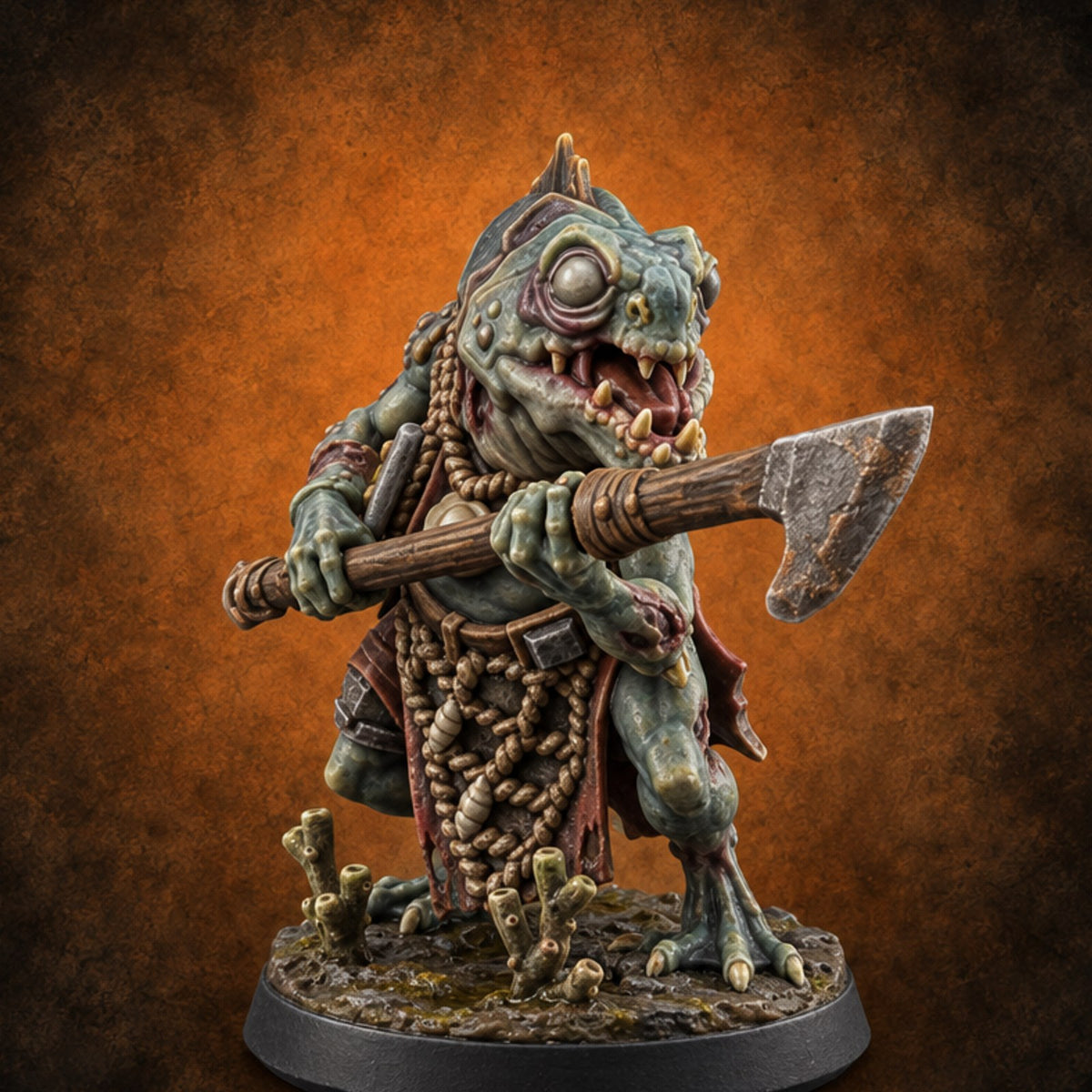 Nobody Asked the Fish Fisher Miniature A — painted concept preview (miniature supplied unpainted)