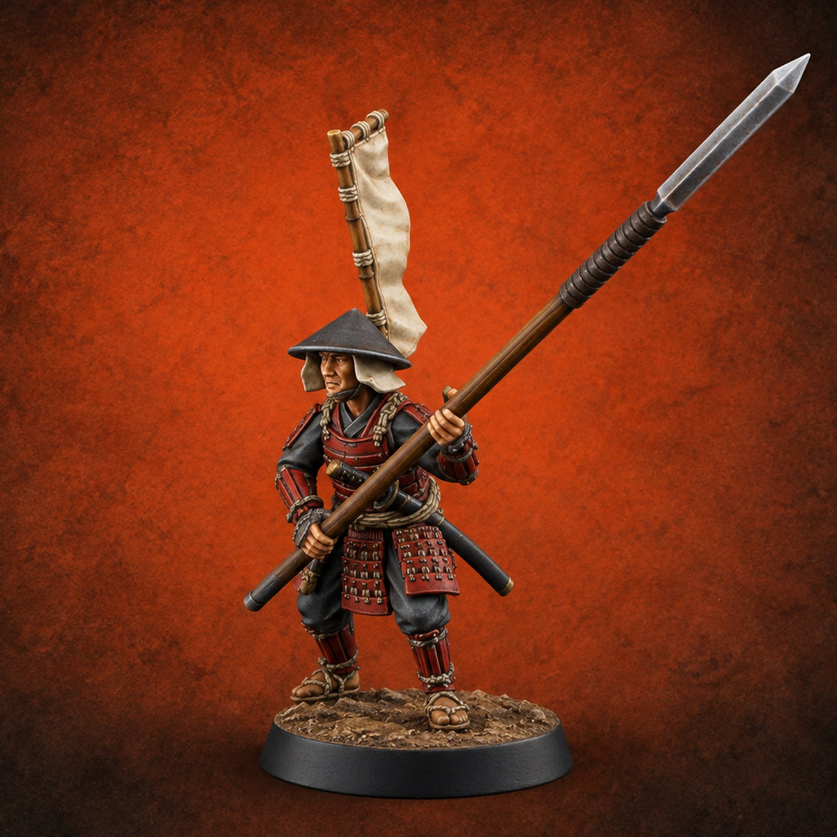 Holding the Line Human Ashigaru Spearman G — painted concept preview (miniature supplied unpainted)