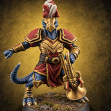 Brass Section Brings the Tail Dragonborn Trumpeter — painted concept preview (miniature supplied unpainted)