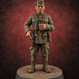 Binoculars Up, Holster Unsnapped Human Officer — painted concept preview (miniature supplied unpainted)
