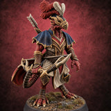 Feathered Hat Dragonborn Archer Leader — painted concept preview (miniature supplied unpainted)