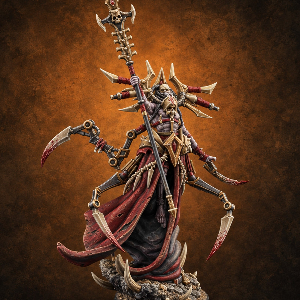 Heresy Walks on Scythe Legs Drider Heresiarch A — painted concept preview (miniature supplied unpainted)