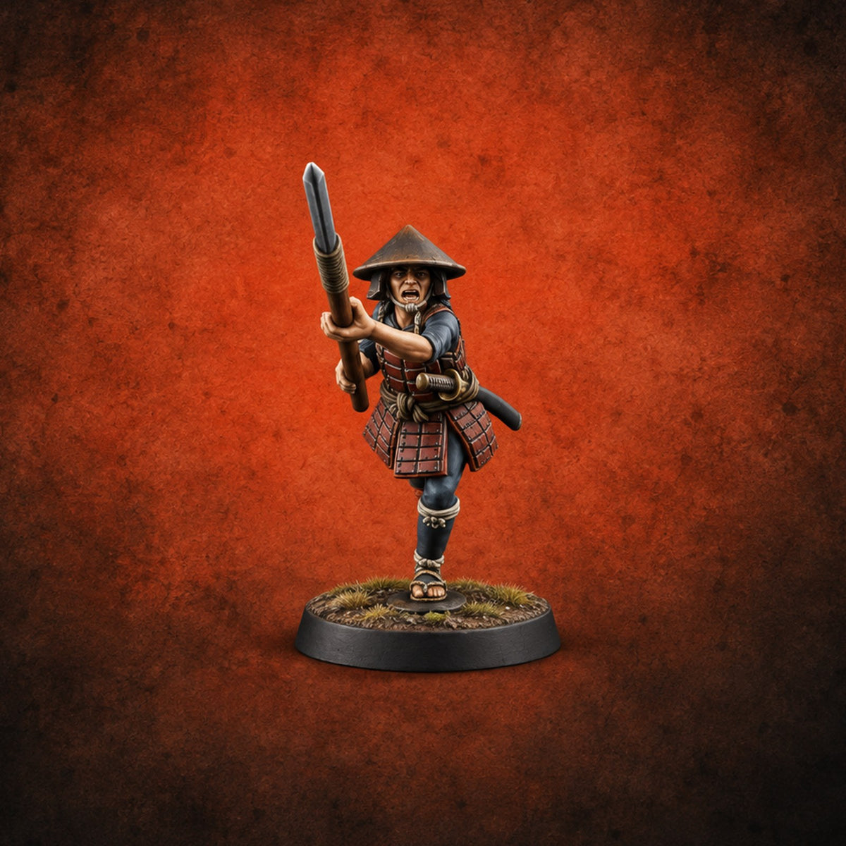 Charging Headlong Human Ashigaru Spearman E — painted concept preview (miniature supplied unpainted)