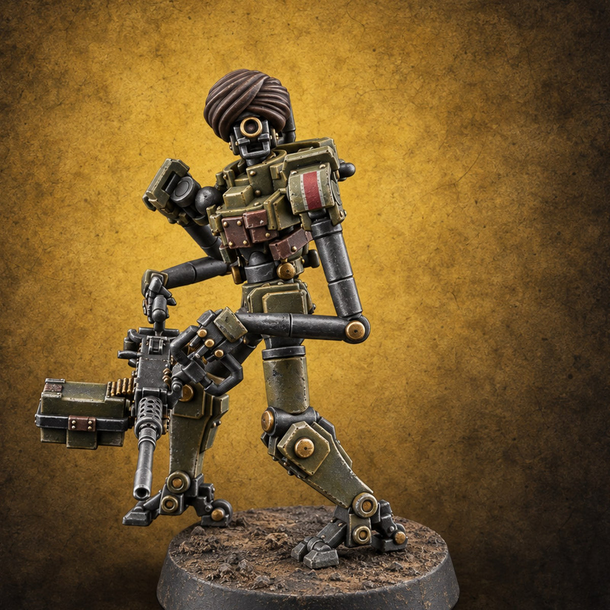 Weapons at the Ready Weird War British Automaton Heavy Machine Gunner C — painted concept preview (miniature supplied unpainted)
