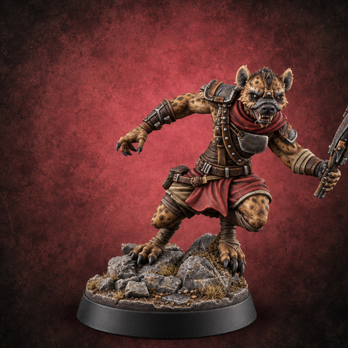 Hunting Pack Fans Out Gnoll Warrior B — painted concept preview (miniature supplied unpainted)