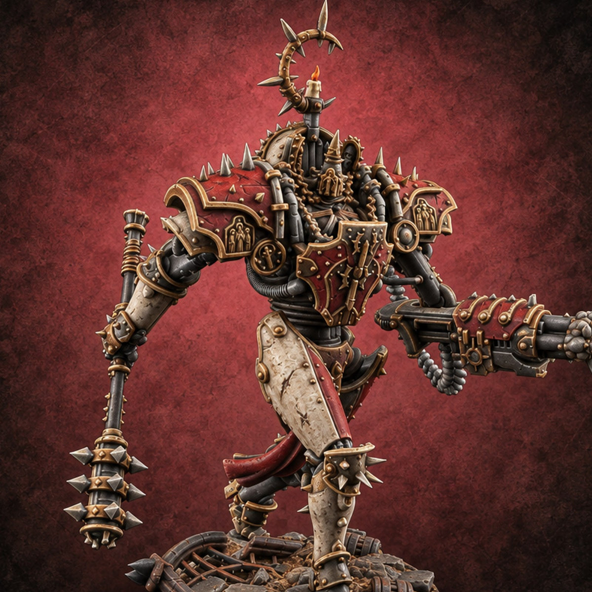 Confession Hours Are Over Warforged Spiked Champion B — painted concept preview (miniature supplied unpainted)