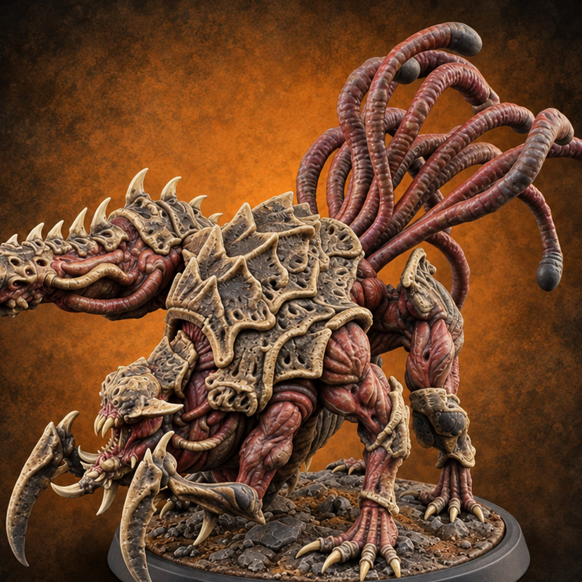 Crest Lowered, Claws Raised Tarrasque Monster B — painted concept preview (miniature supplied unpainted)