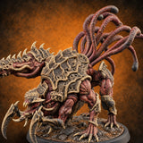 Crest Lowered, Claws Raised Tarrasque Monster B — painted concept preview (miniature supplied unpainted)