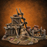 Dig Deep, Sleep Light Ramshackle Wooden Boxes — painted concept preview (terrain supplied unpainted)